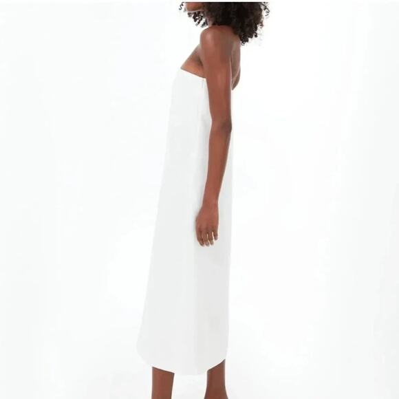 Tuckernuck Strapless Ivory Cream White Crepe Marin Midi Long Dress Size Medium - Picture 2 of 8